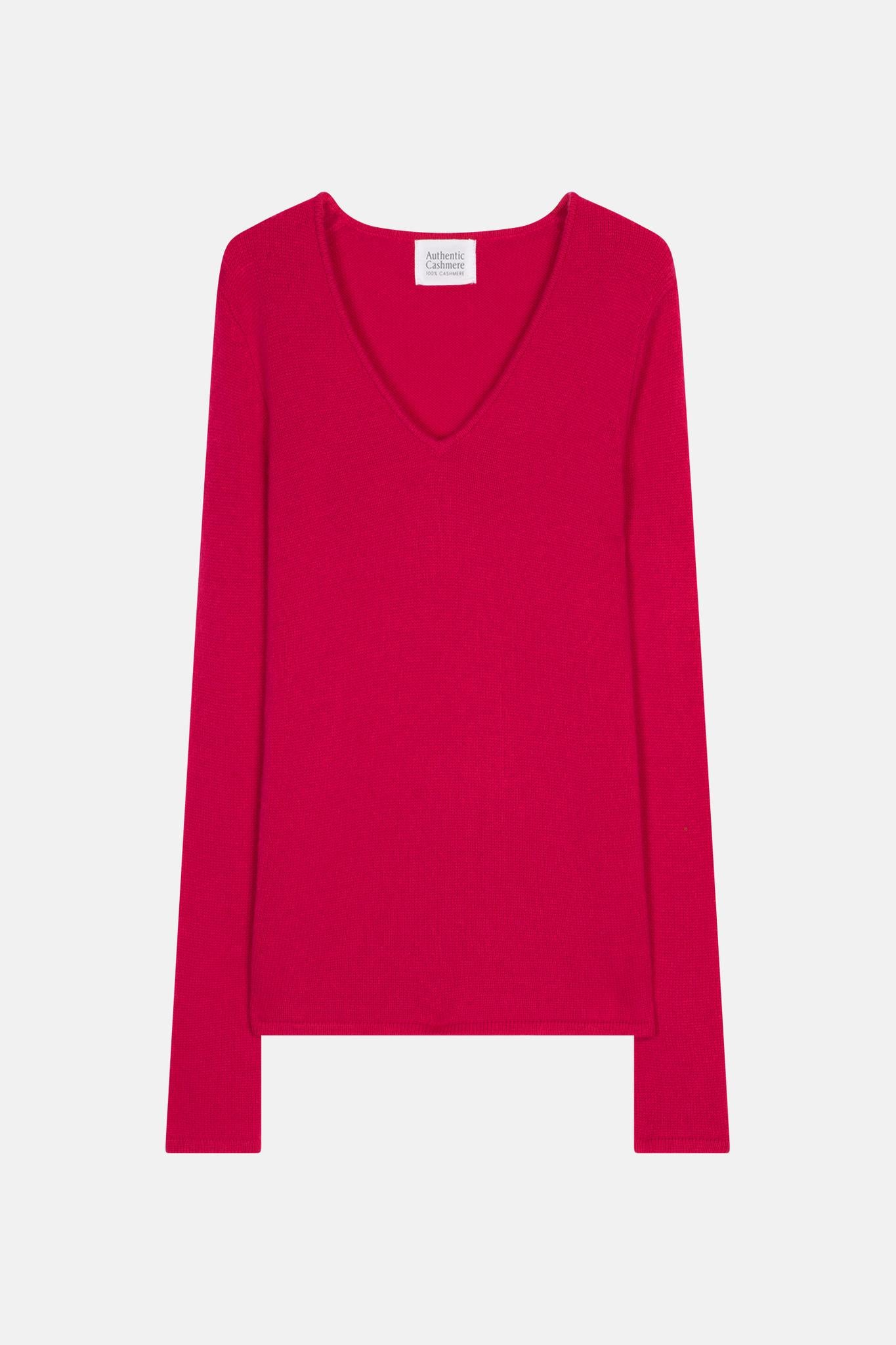 CHELSEA v-neck sweater 4 threads fuchsia 100% cashmere