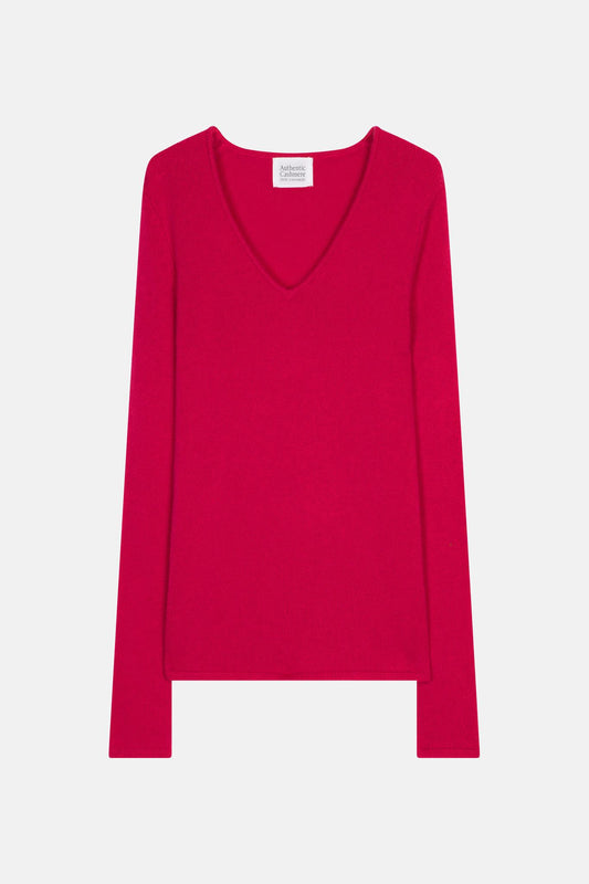 CHELSEA v-neck sweater 4 threads fuchsia 100% cashmere