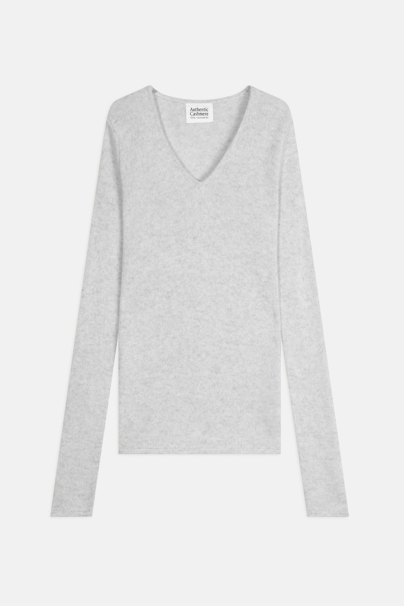 chelsea pull col v 4 fils gris perle chiné 100% cachemire