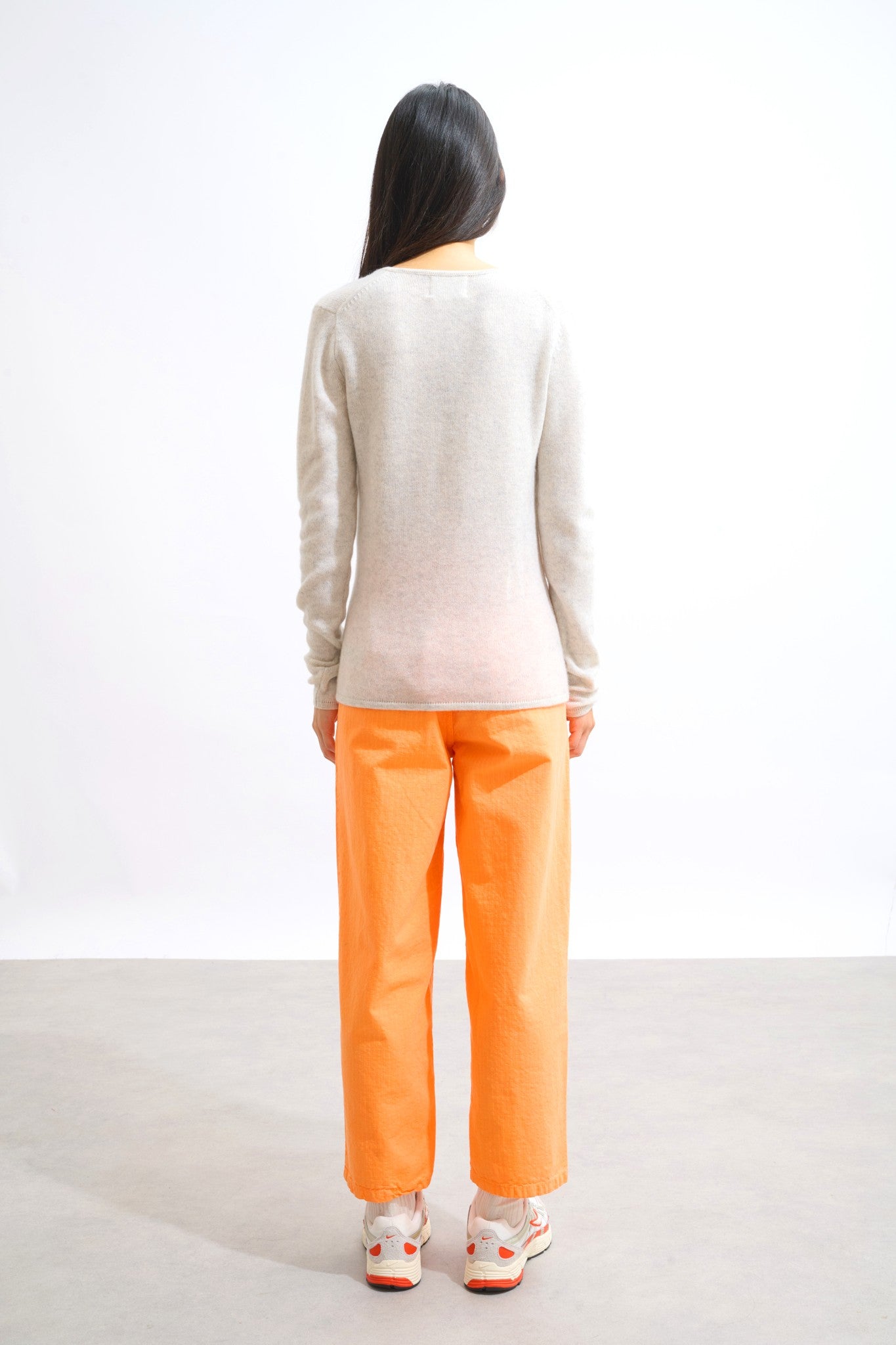 chelsea pull col v 4 fils gris perle chiné 100% cachemire