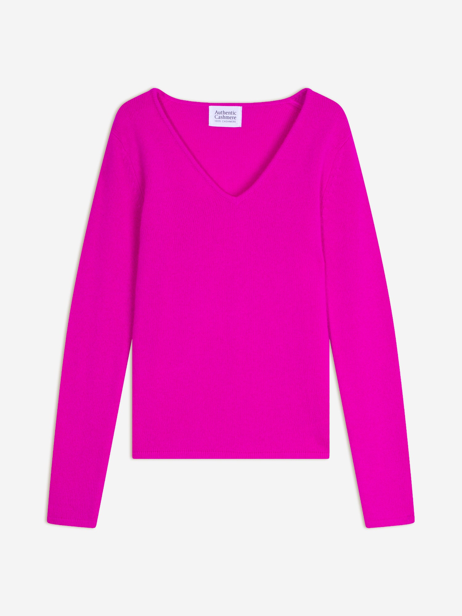 CHELSEA pull col v 4 fils magenta fushia 100% cachemire