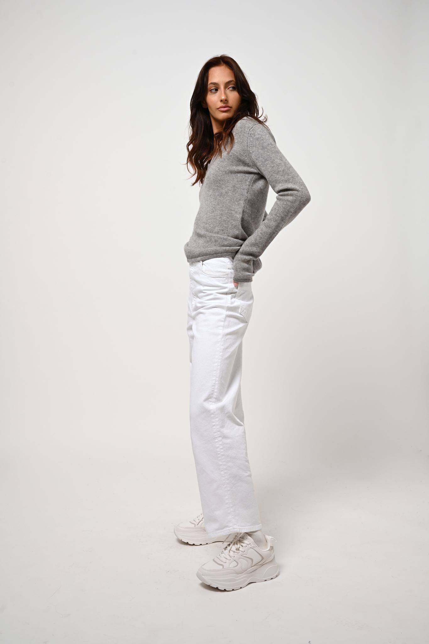 CHELSEA pull col v 4 fils nuage chiné 100% cachemire