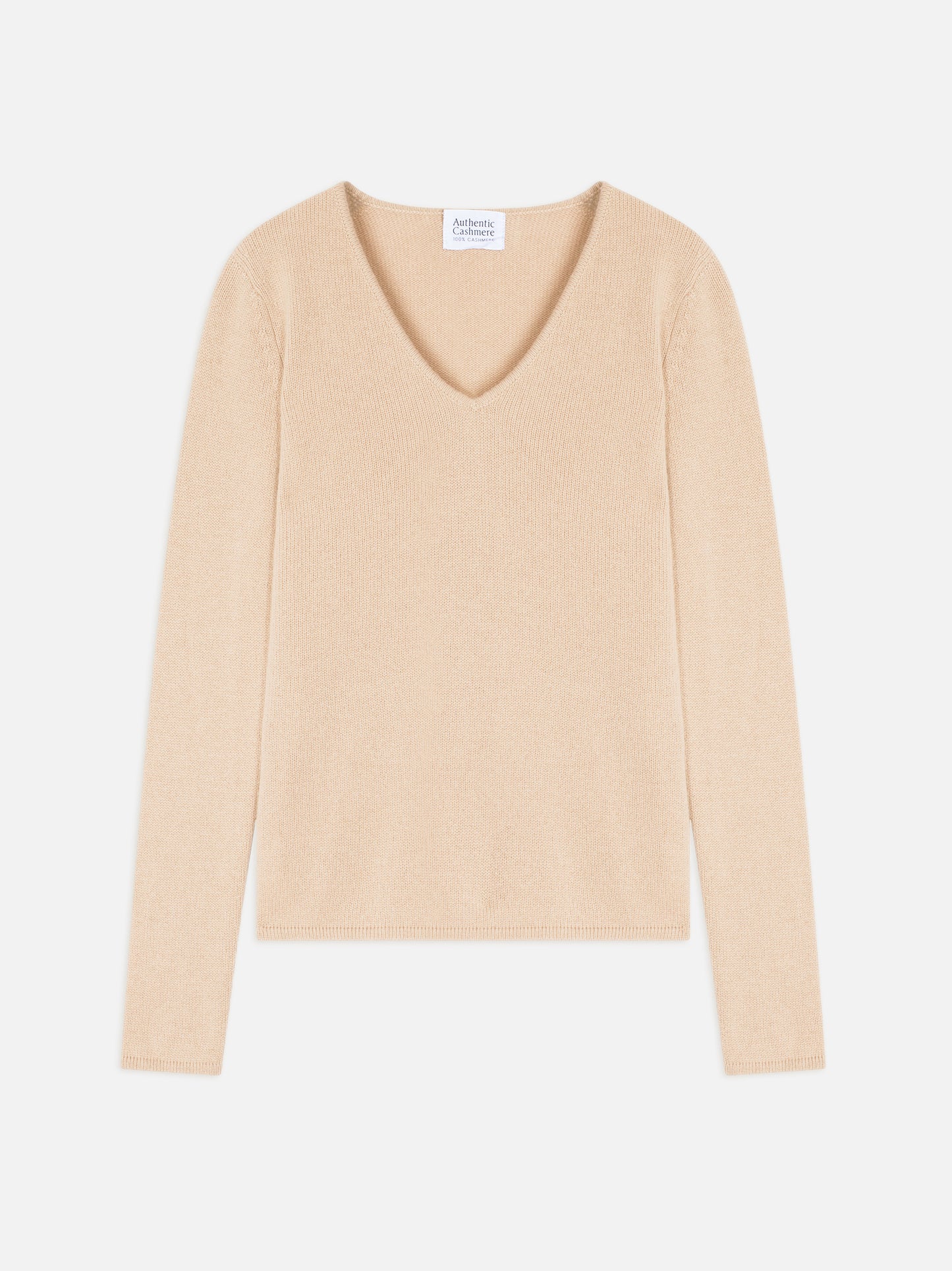 CHELSEA 4-thread v-neck sweater sand 100% cashmere