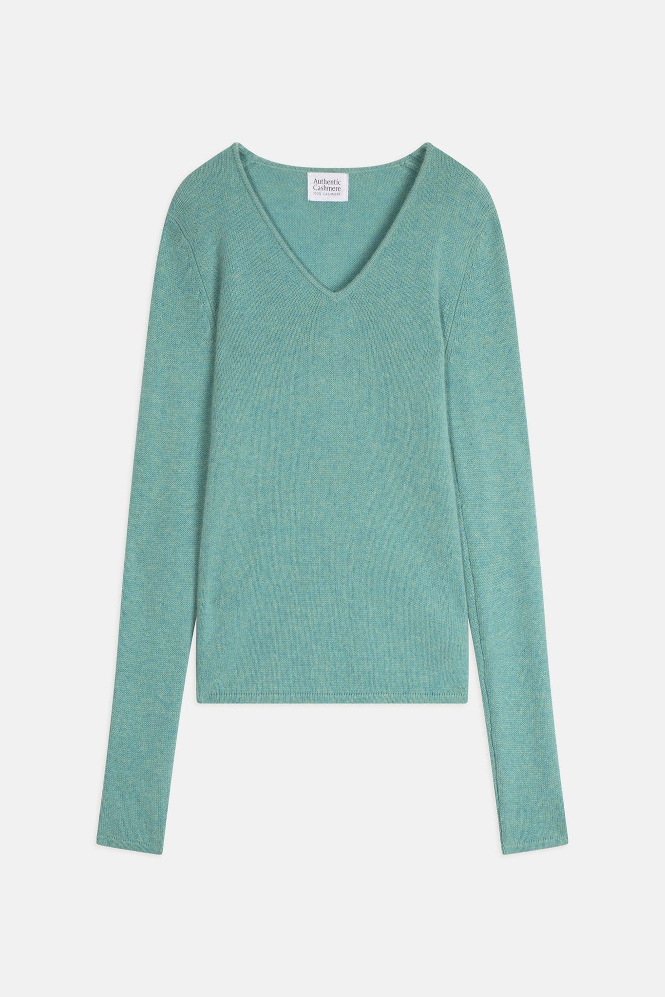 chelsea pull col v 4 fils vert chiné 100% cachemire