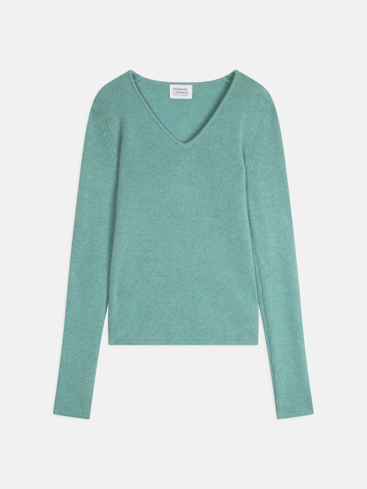 CHELSEA 4-thread v-neck sweater mottled green 100% cashmere