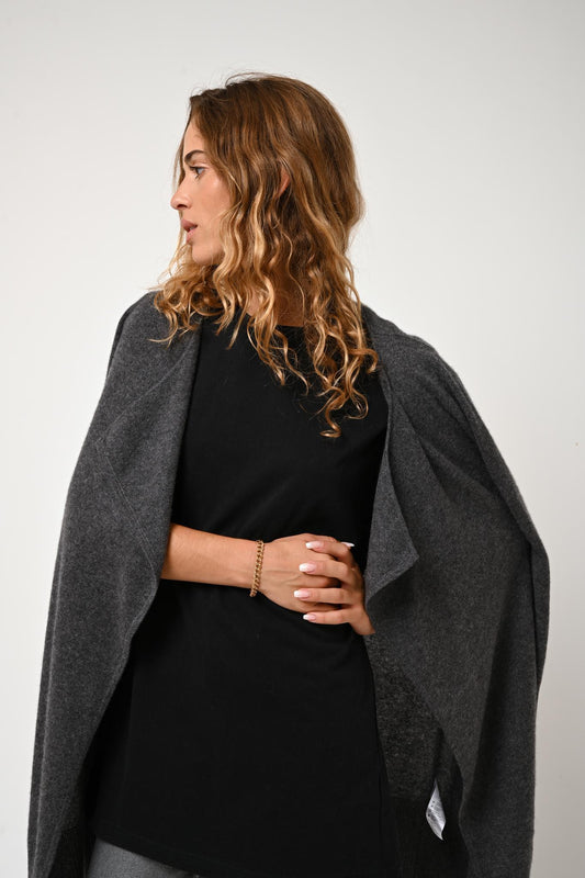 CHÉSERY long jacket anthracite mottled 100% cashmere