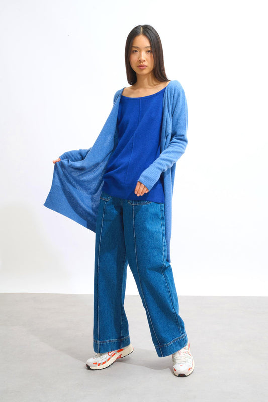 CHÉSERY long jacket denim blue 100% cashmere