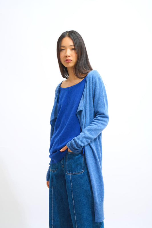 CHÉSERY long jacket denim blue 100% cashmere