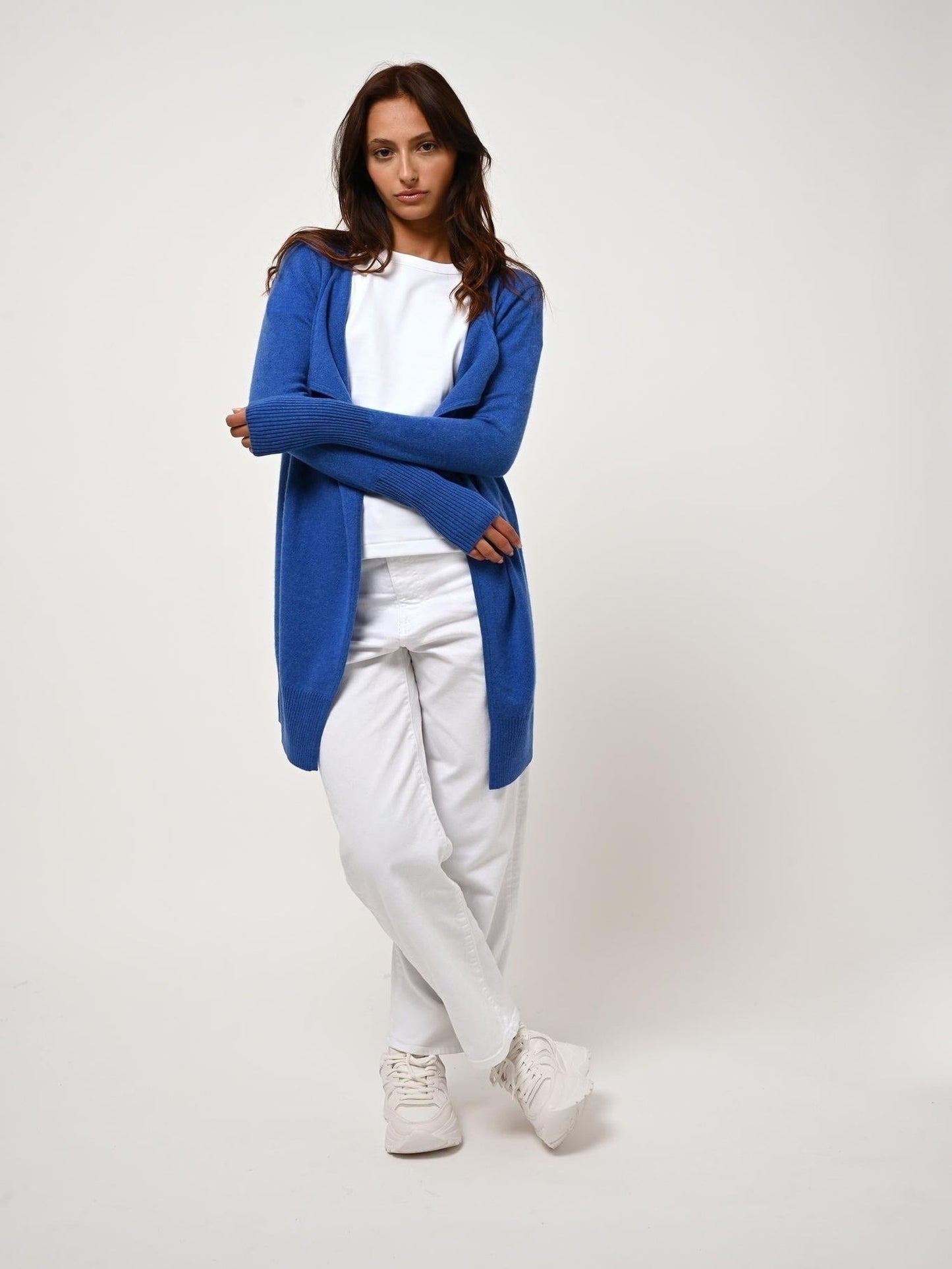 CHÉSERY electric blue long jacket 100% cashmere