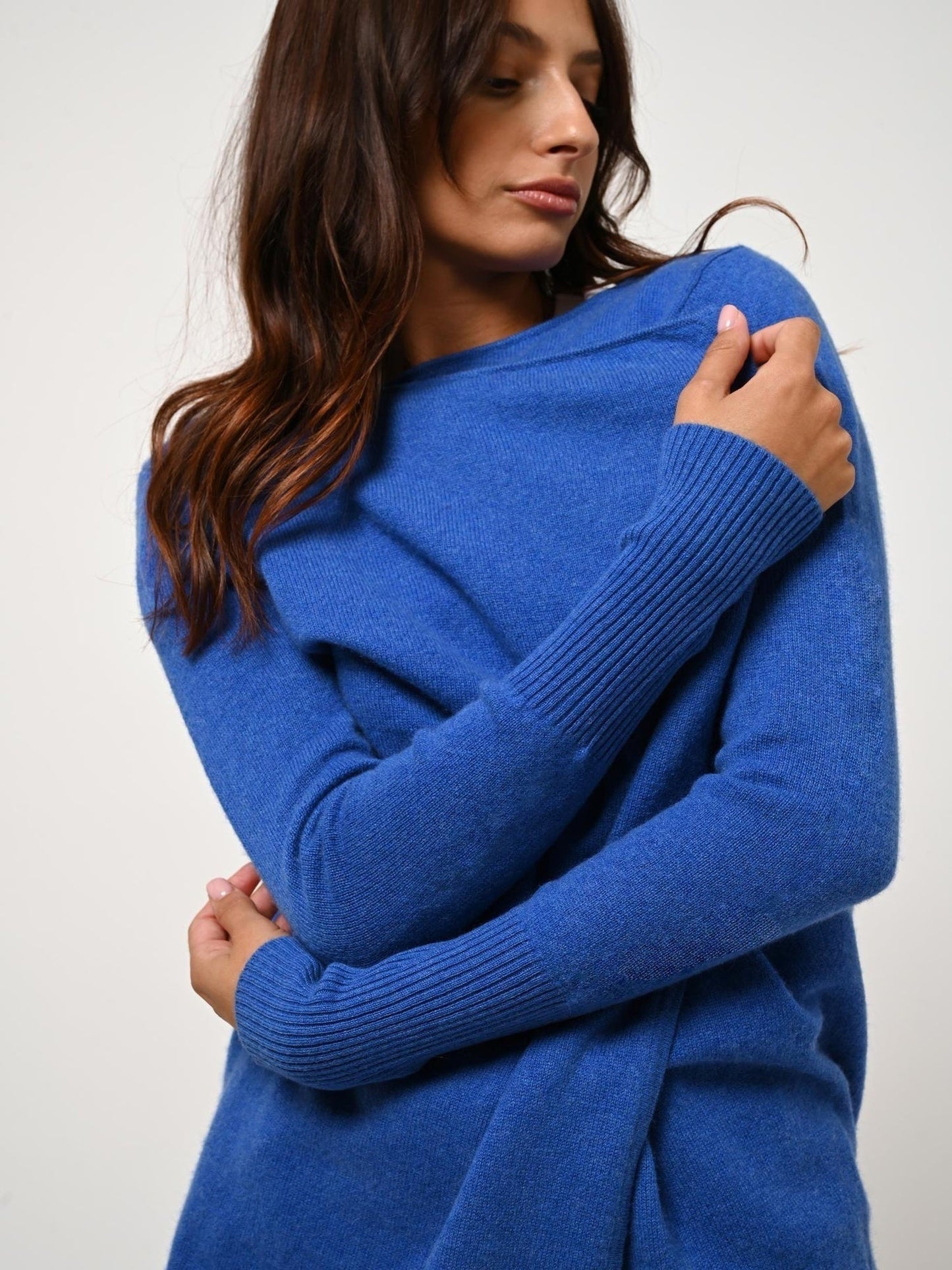 CHÉSERY electric blue long jacket 100% cashmere