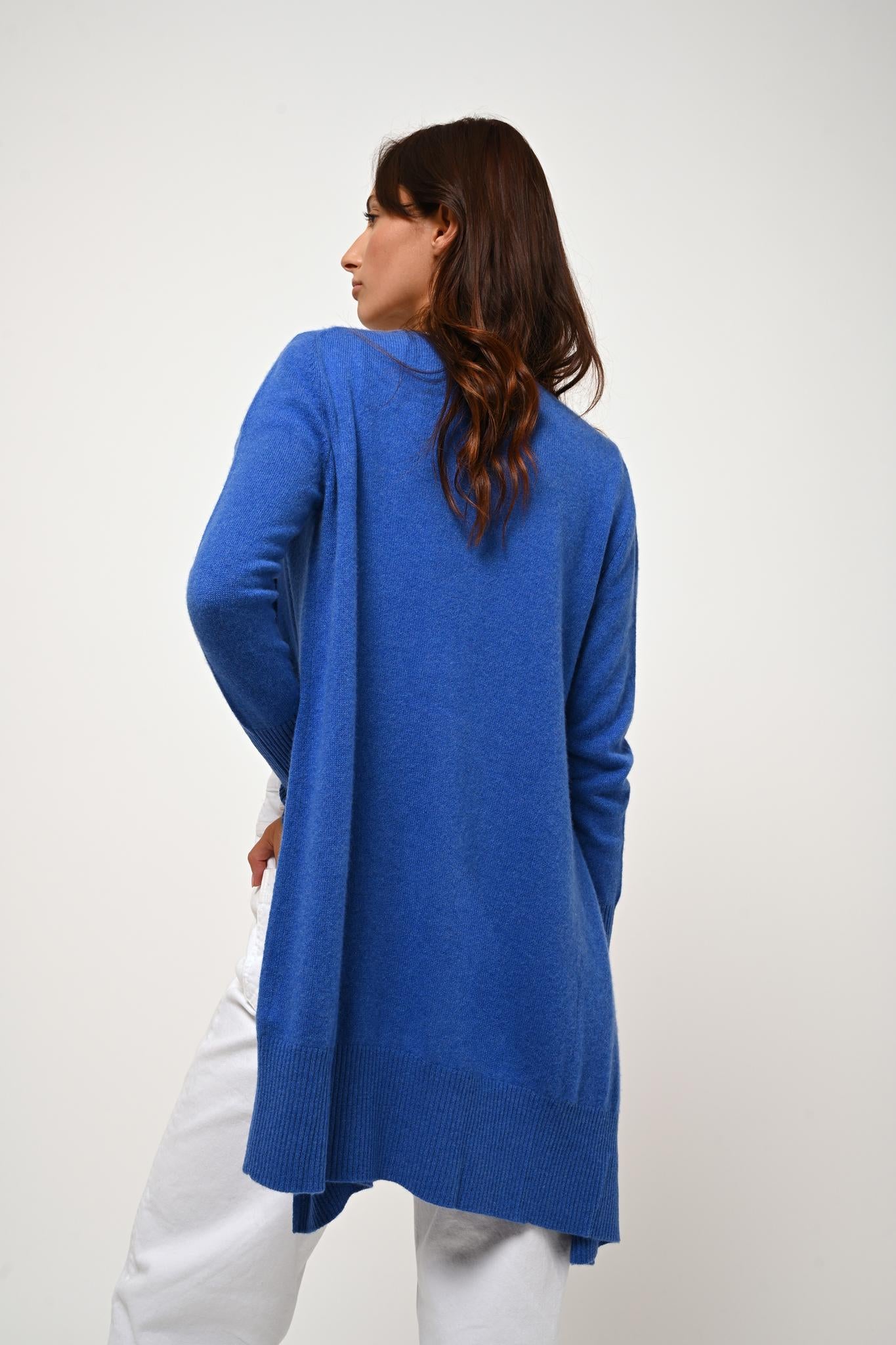 CHÉSERY veste longue bleu électrique 100% cachemire