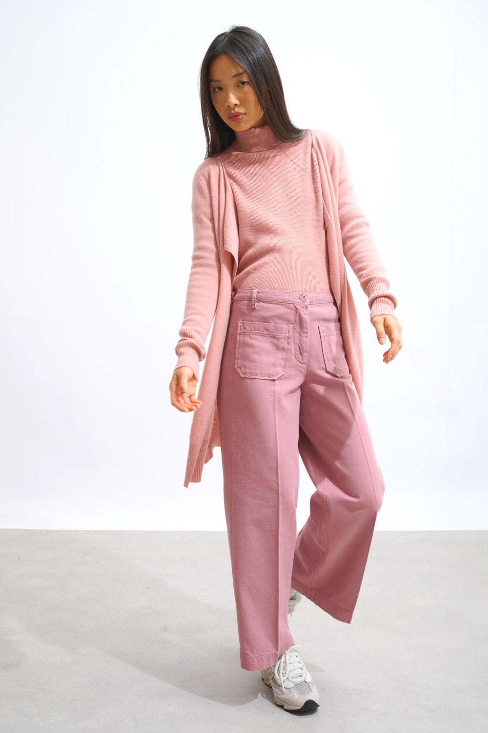 CHÉSERY rosewood long jacket 100% cashmere