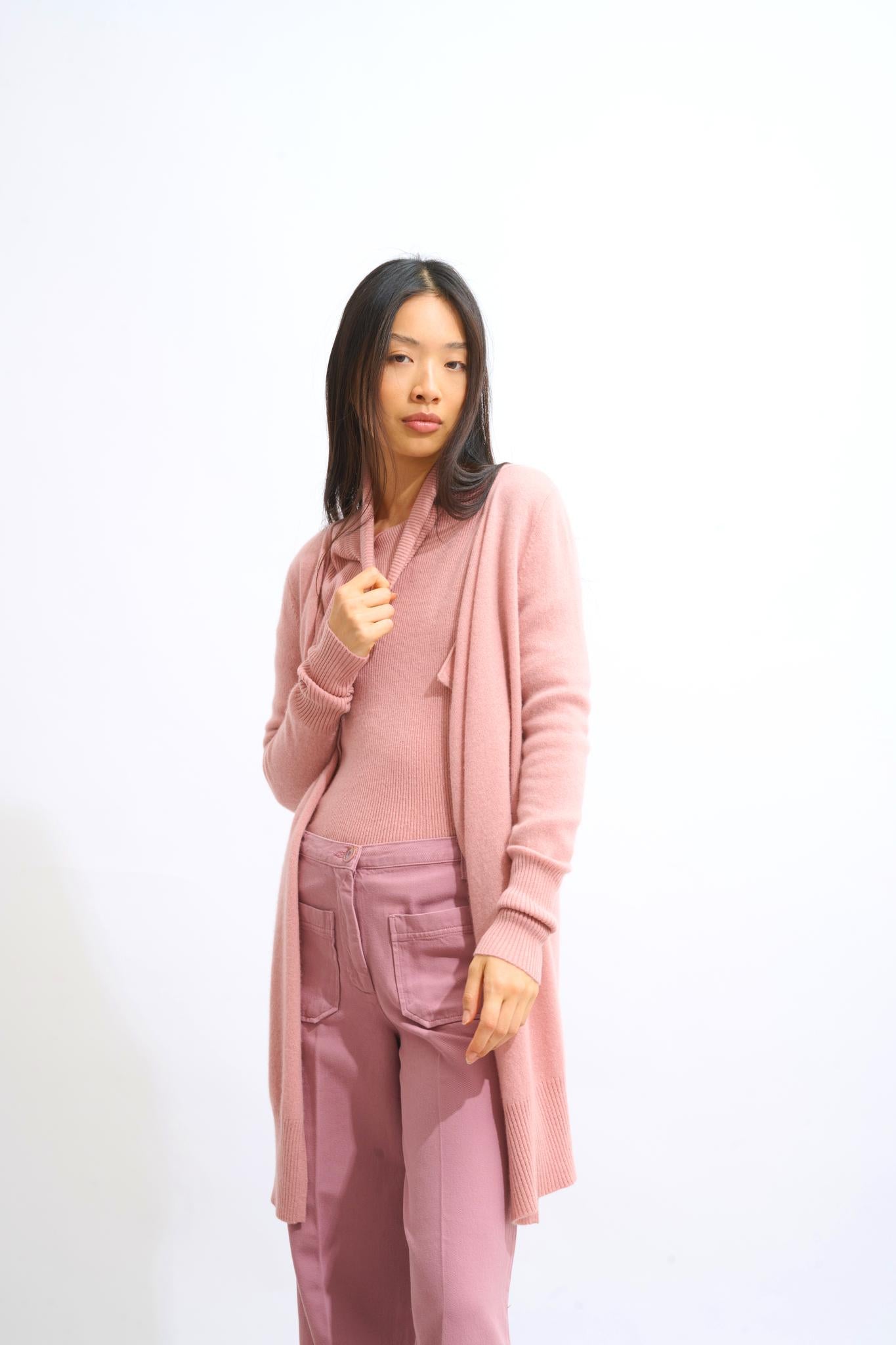 CHÉSERY rosewood long jacket 100% cashmere