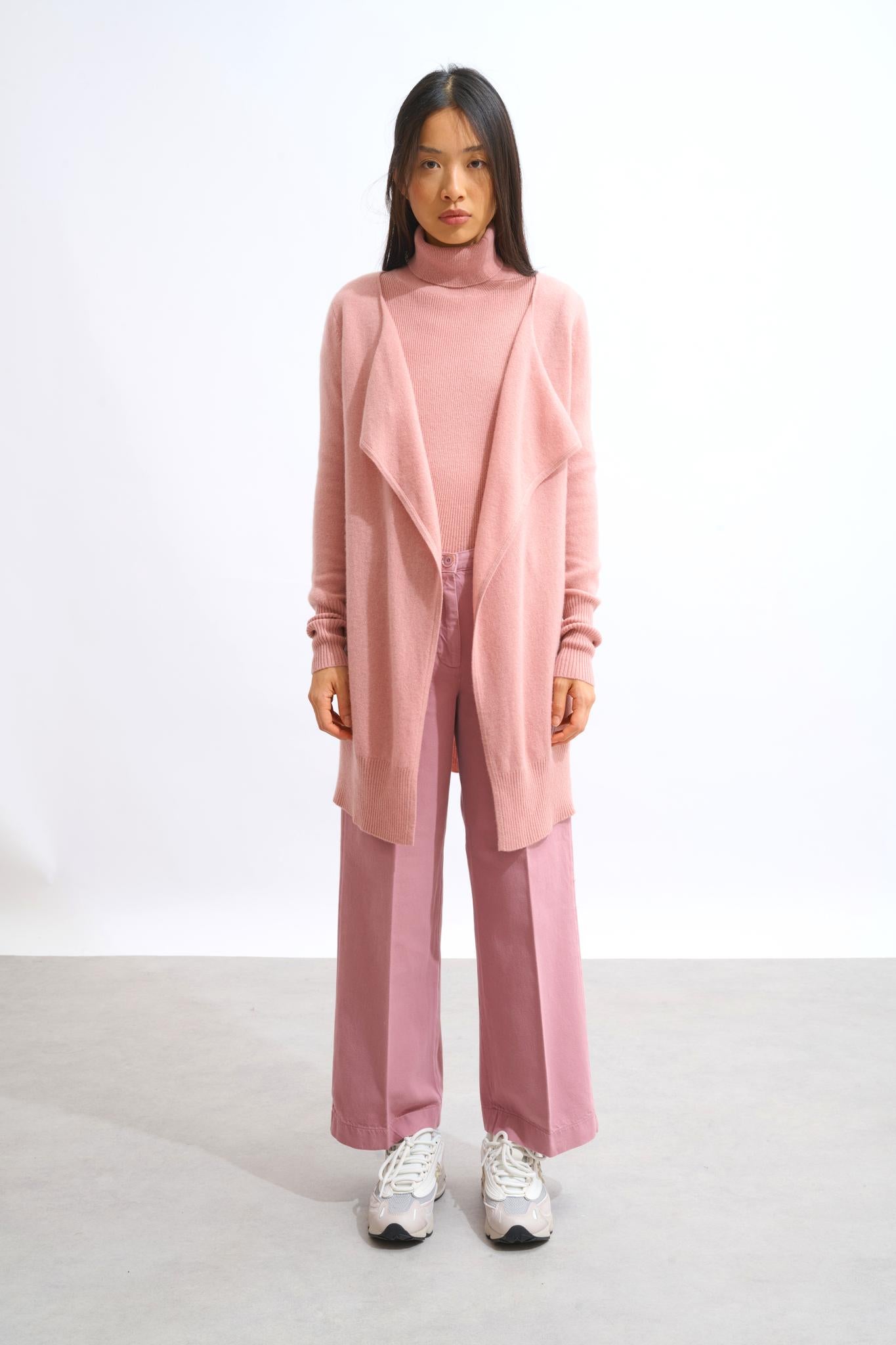 CHÉSERY rosewood long jacket 100% cashmere