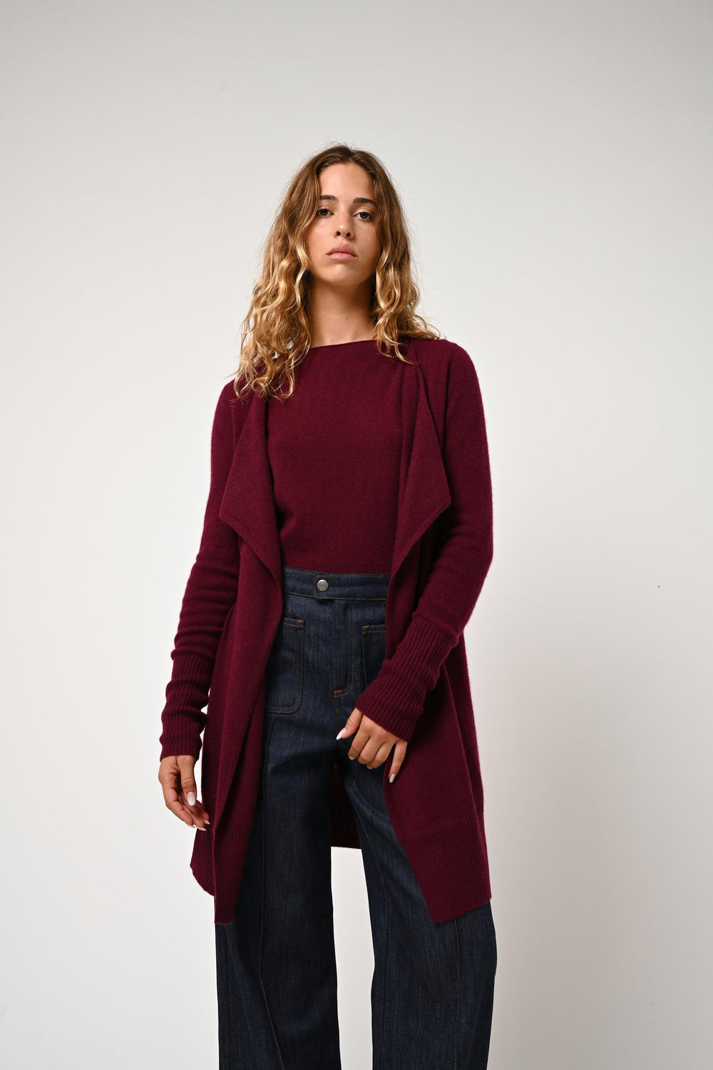 CHÉSERY long burgundy jacket 100% cashmere