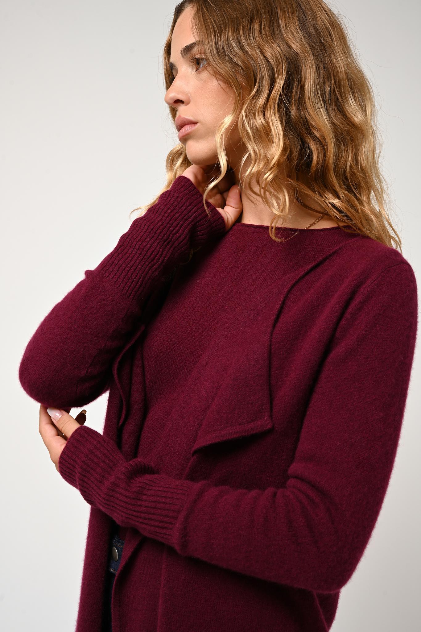 CHÉSERY long burgundy jacket 100% cashmere