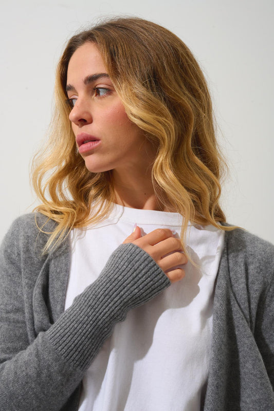 CHÉSERY long jacket mottled flannel 100% cashmere