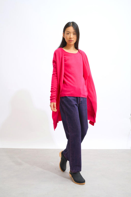 CHÉSERY fuchsia long jacket 100% cashmere