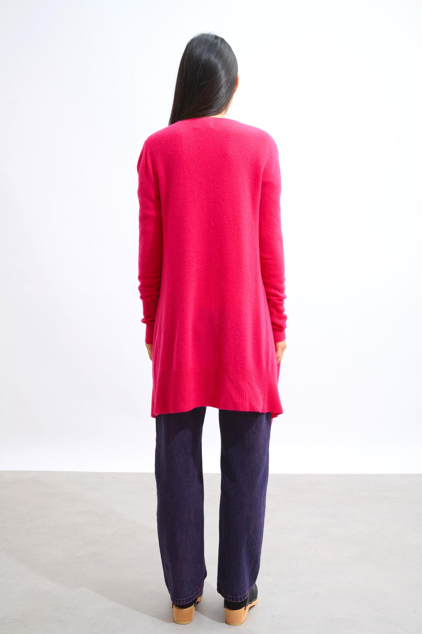 CHÉSERY fuchsia long jacket 100% cashmere