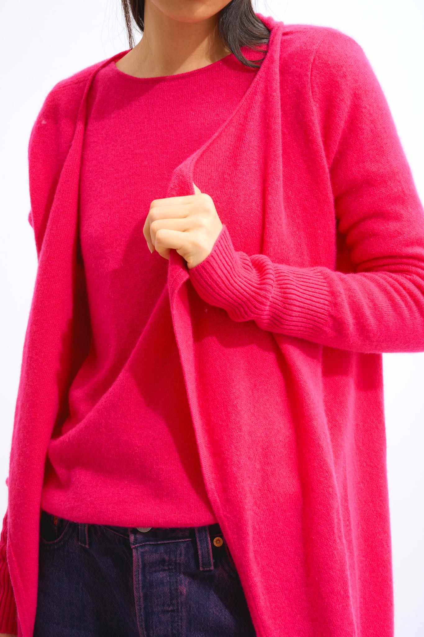 CHÉSERY fuchsia long jacket 100% cashmere