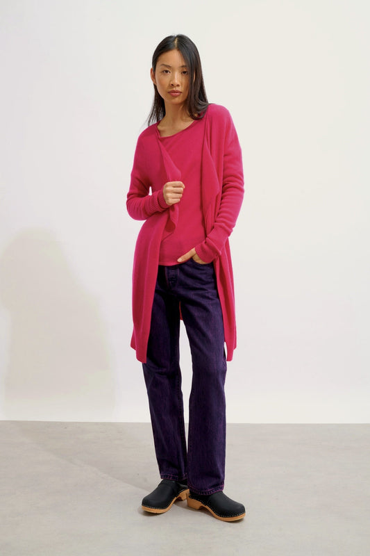 CHÉSERY lange Jacke fuchsia 100% Kaschmir