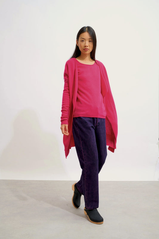 CHÉSERY lange Jacke fuchsia 100% Kaschmir