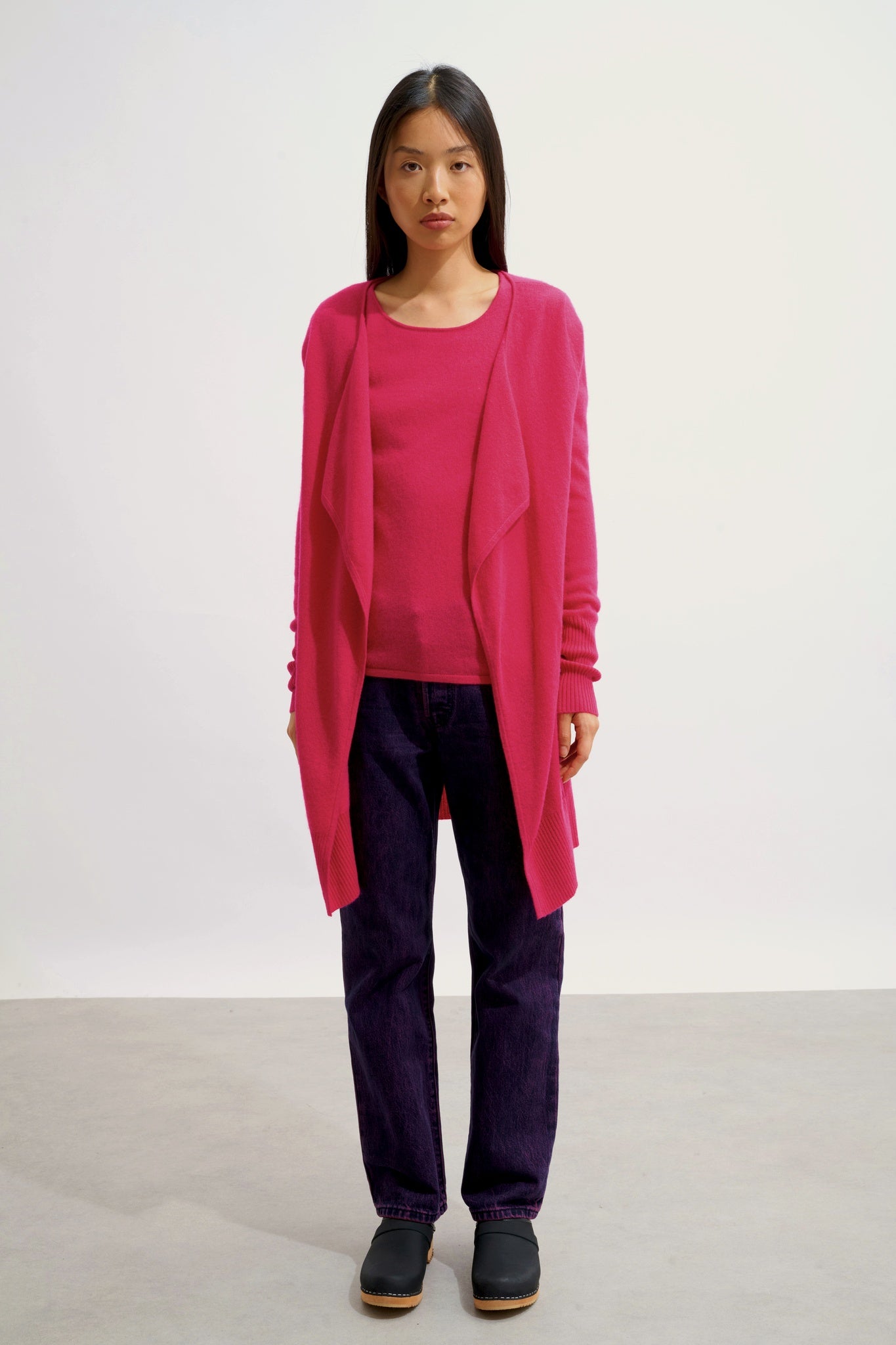 CHÉSERY lange Jacke fuchsia 100% Kaschmir