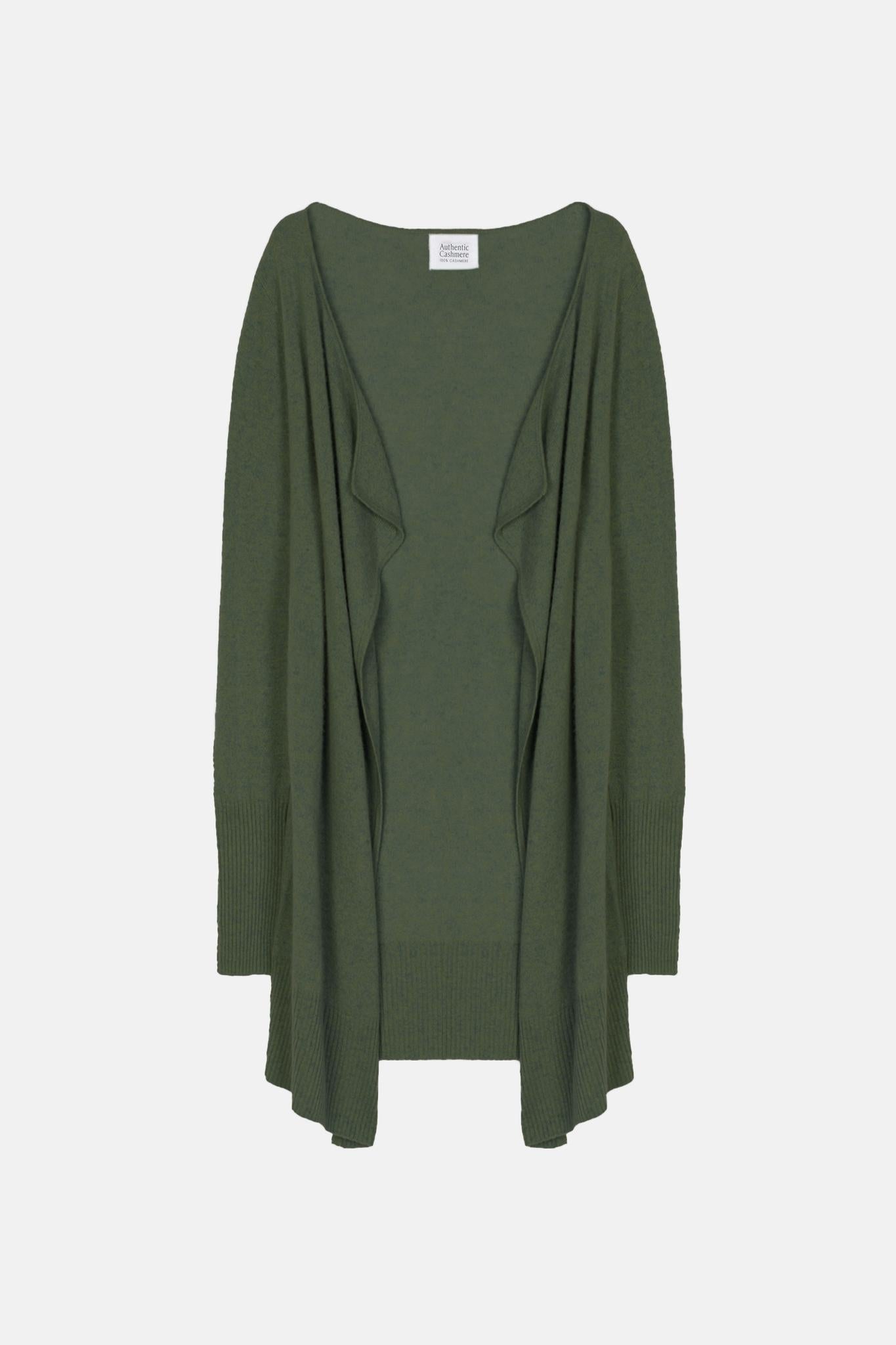 CHÉSERY veste longue kaki chiné 100% cachemire