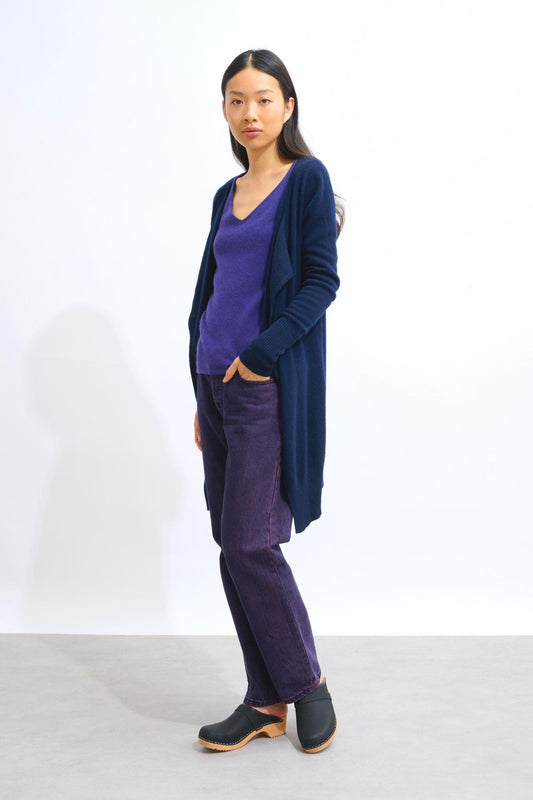 CHÉSERY navy long jacket 100% cashmere