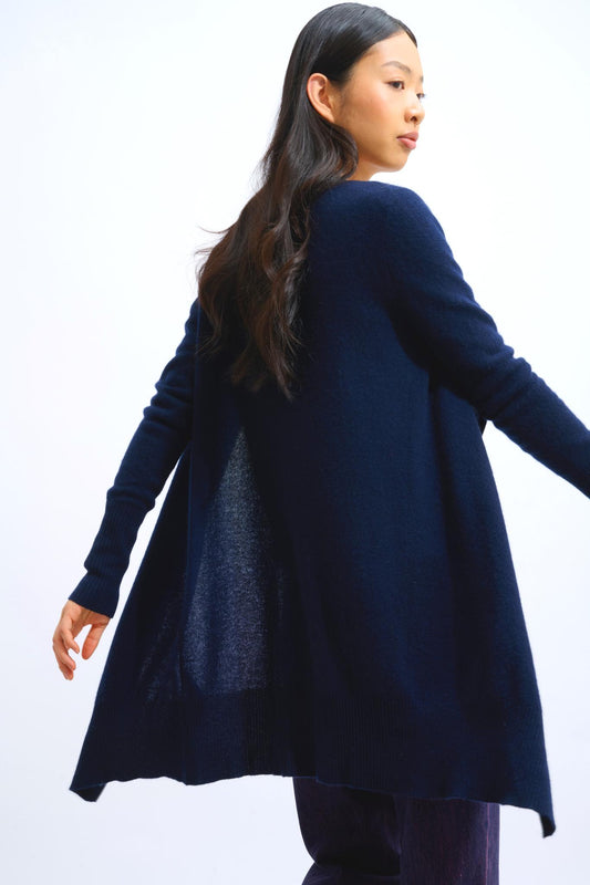 CHÉSERY navy long jacket 100% cashmere