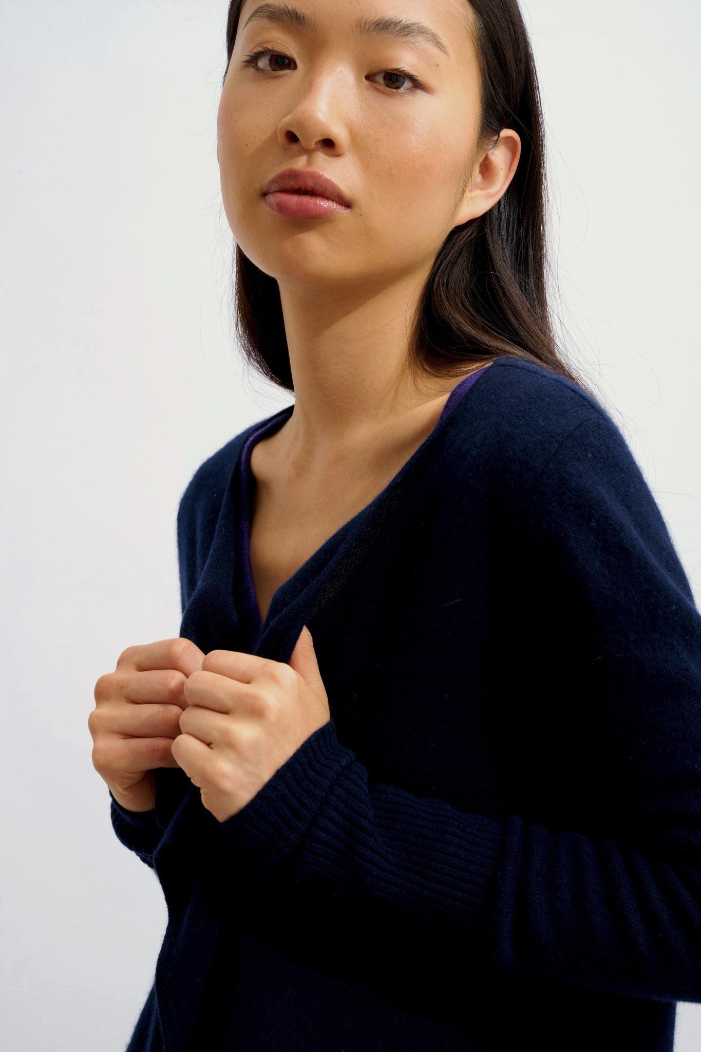 CHÉSERY Longjacke navy 100% Kaschmir