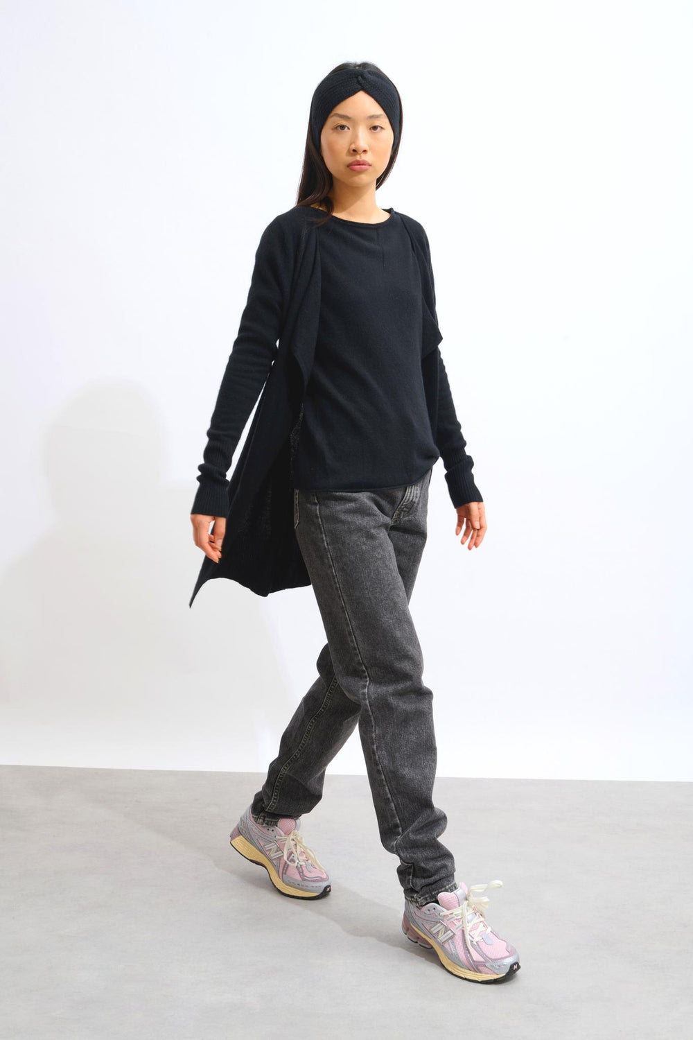 CHÉSERY veste longue noir 100% cachemire