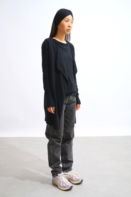 CHÉSERY long black jacket 100% cashmere