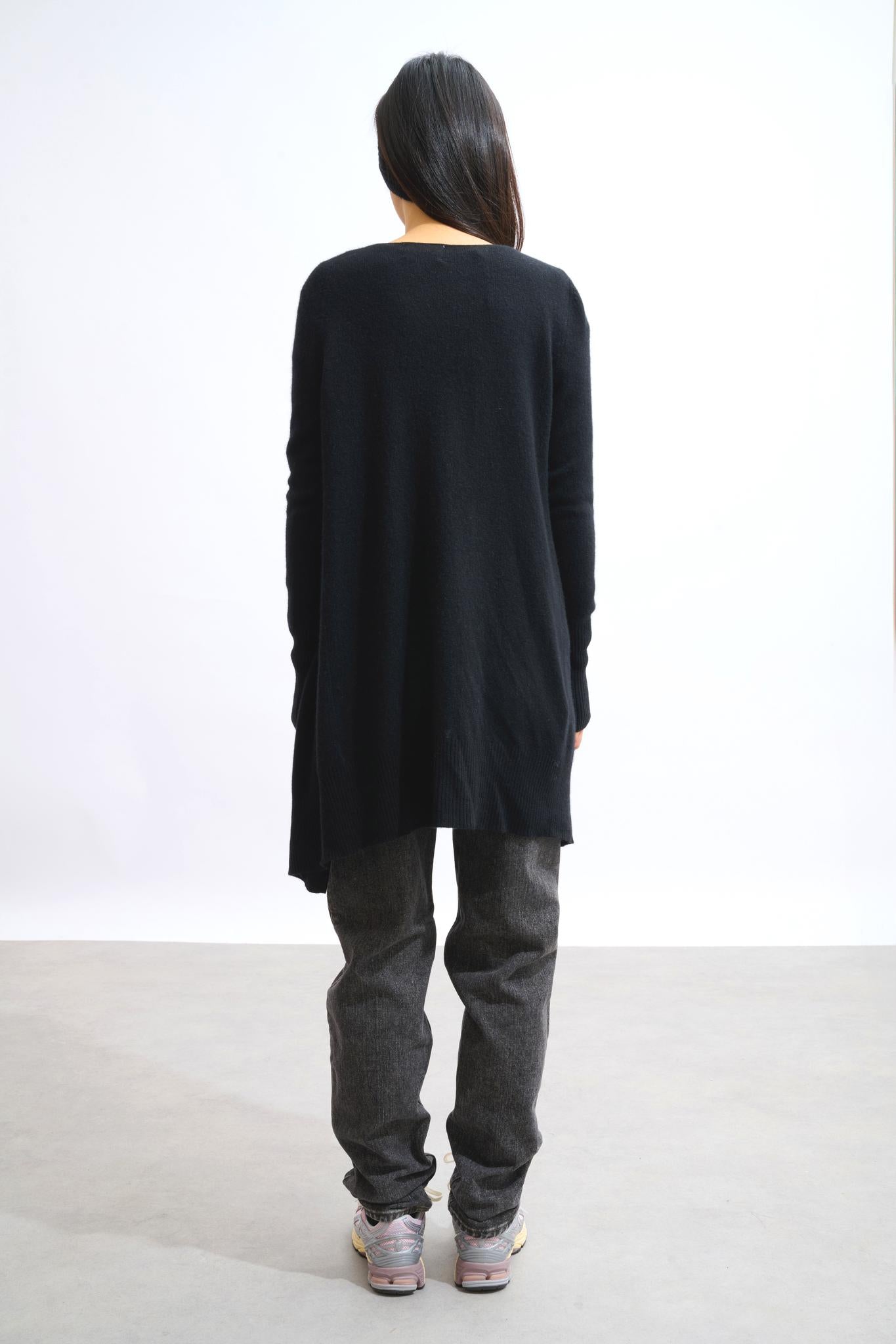 CHÉSERY veste longue noir 100% cachemire