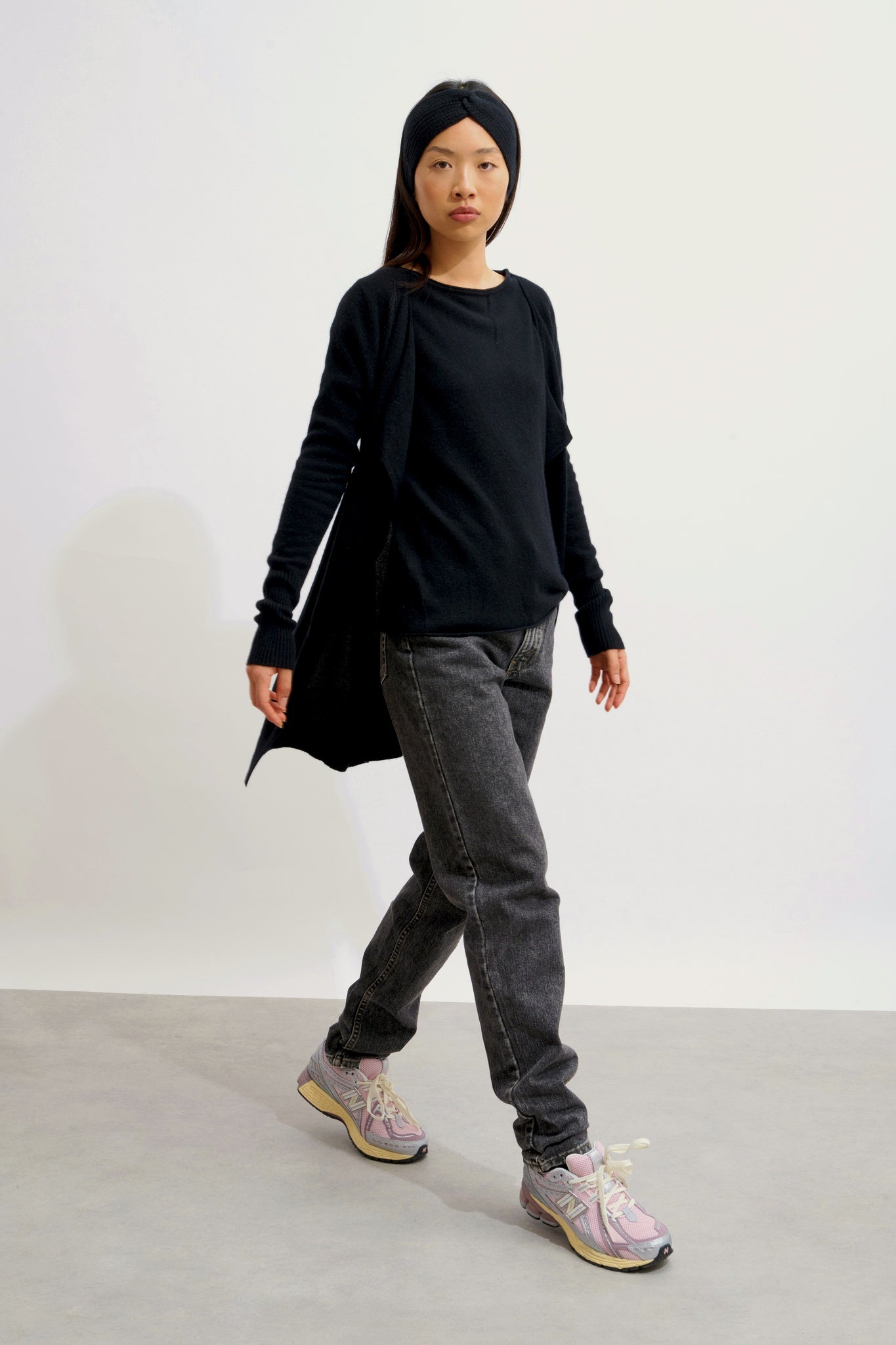 CHÉSERY veste longue noir 100% cachemire