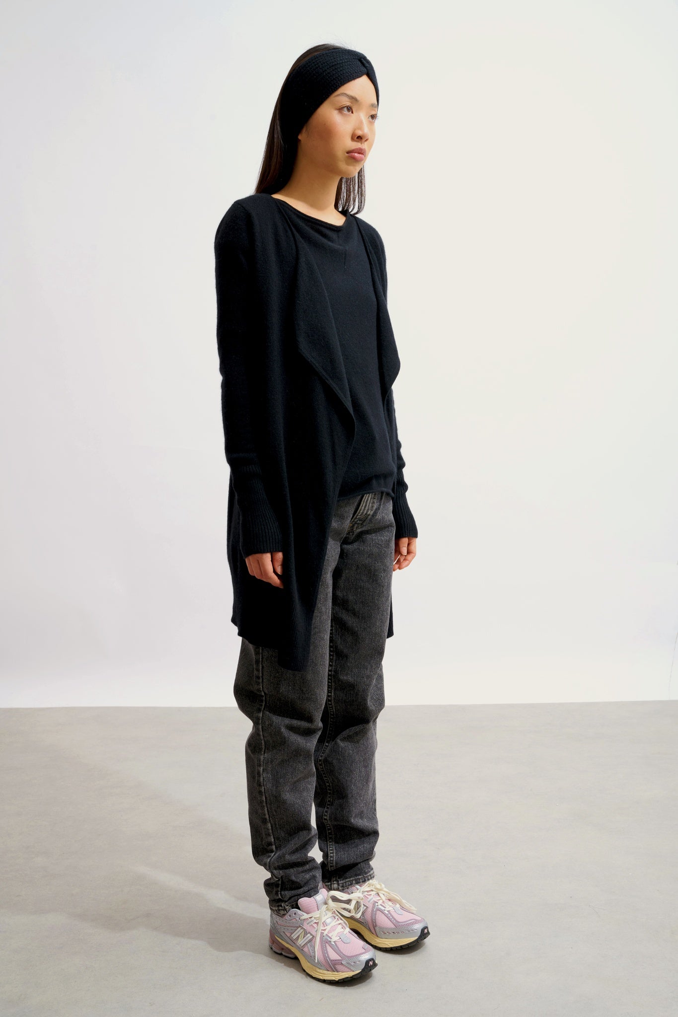 CHÉSERY veste longue noir 100% cachemire