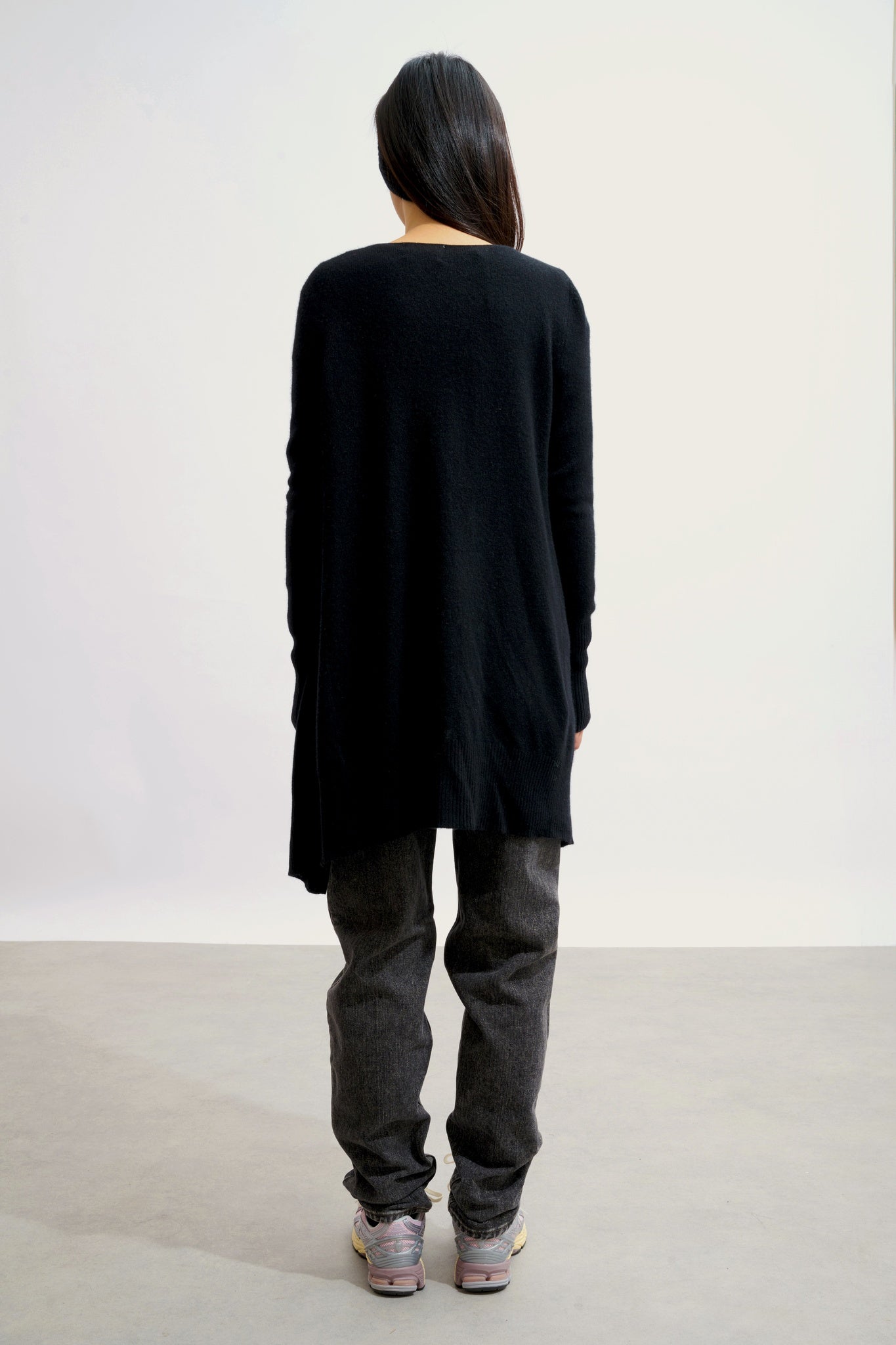 CHÉSERY veste longue noir 100% cachemire