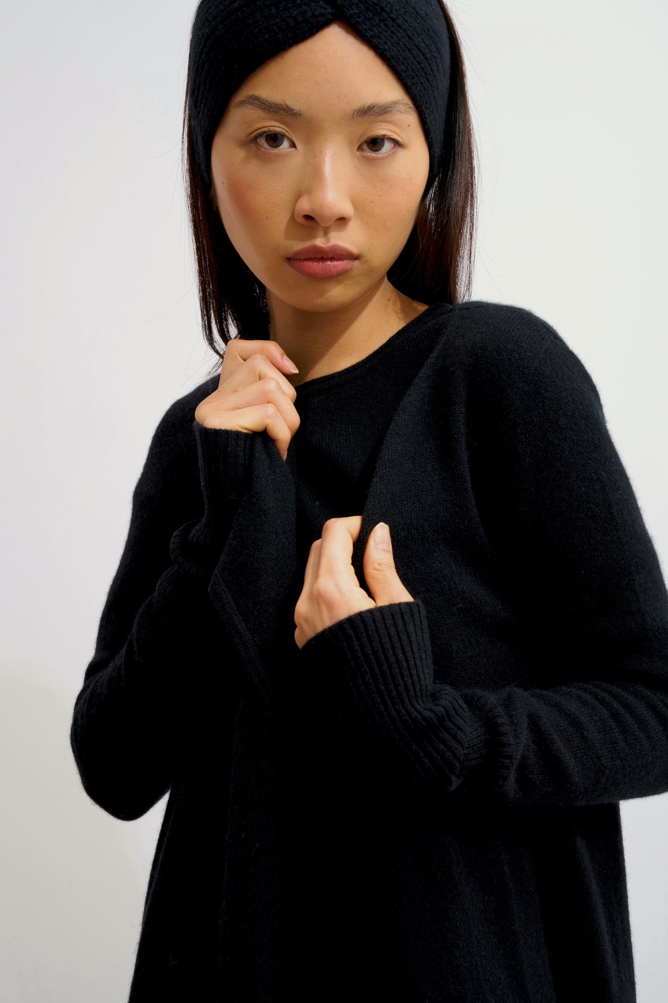 CHÉSERY veste longue noir 100% cachemire