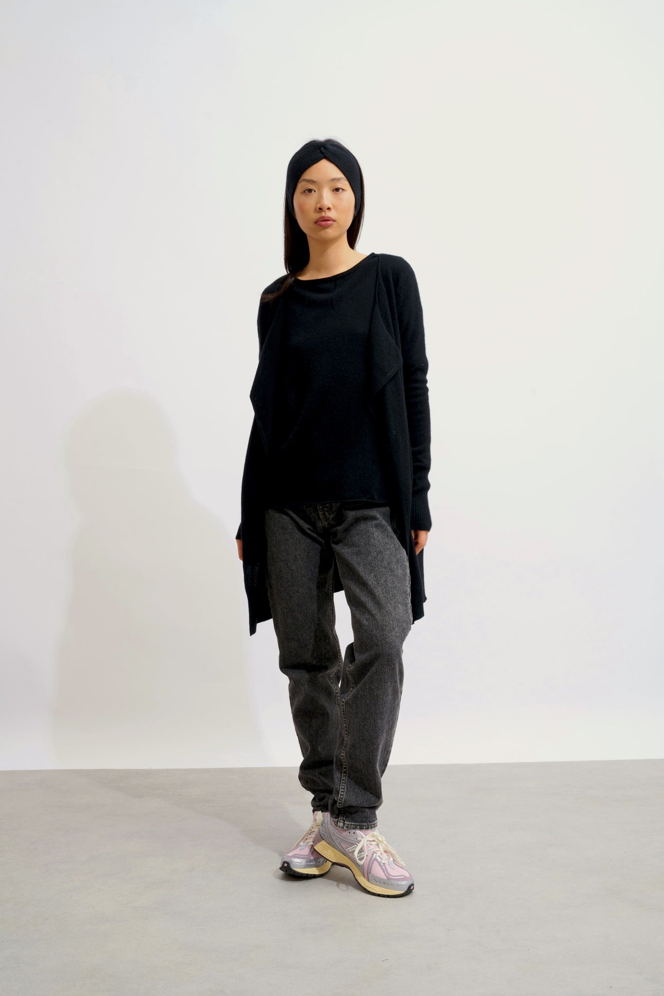 CHÉSERY veste longue noir 100% cachemire