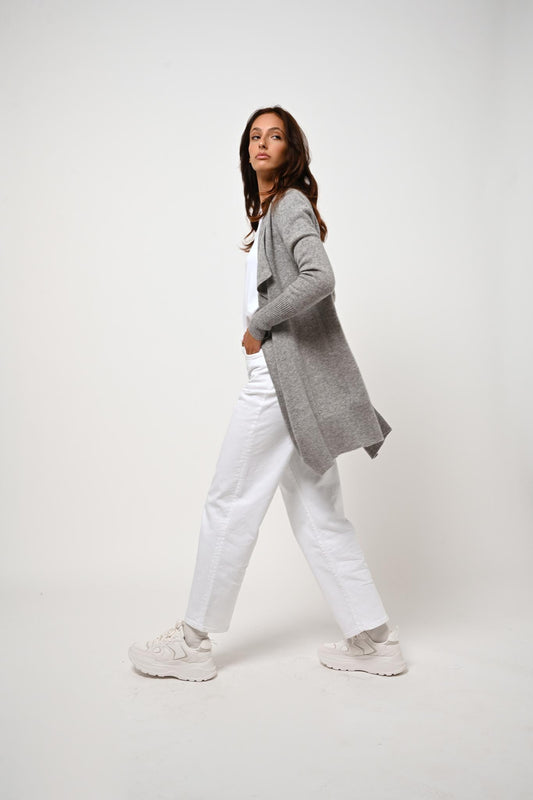 CHÉSERY long jacket nuage chiné 100% cashmere