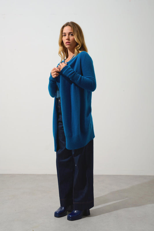 CHÉSERY long peacock jacket 100% cashmere