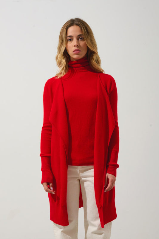 CHÉSERY long red jacket 100% cashmere