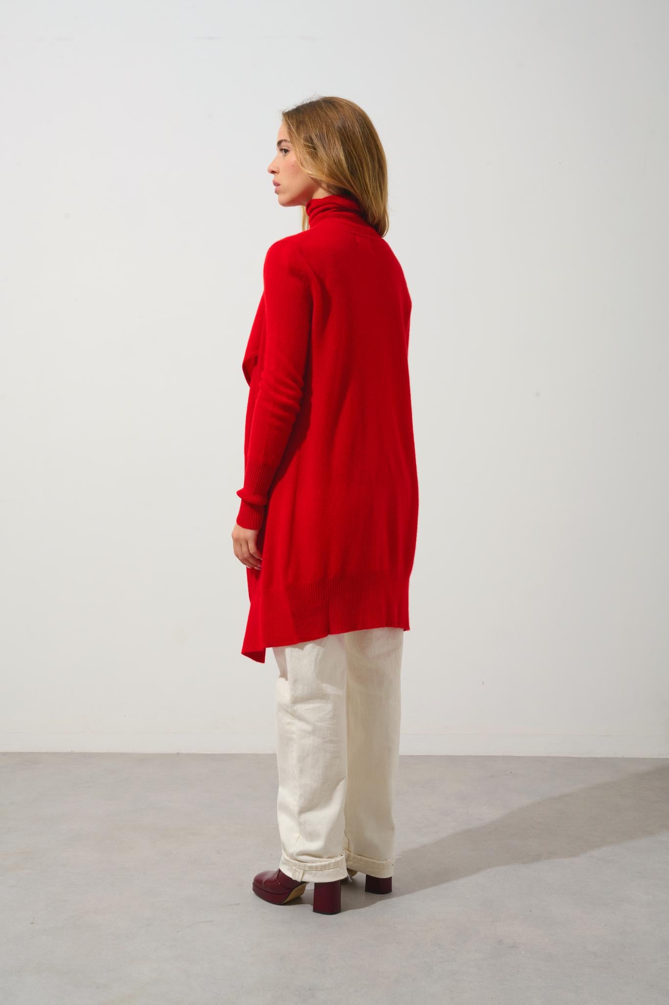 CHÉSERY veste longue rouge 100% cachemire