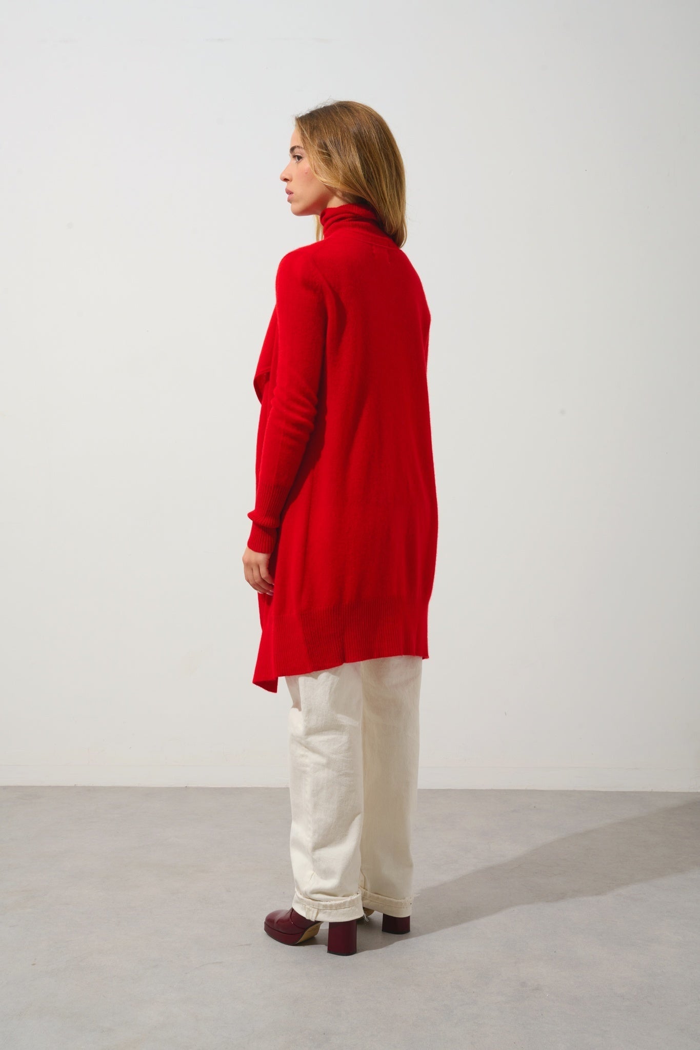 CHÉSERY lange rote Jacke aus 100% Kaschmir