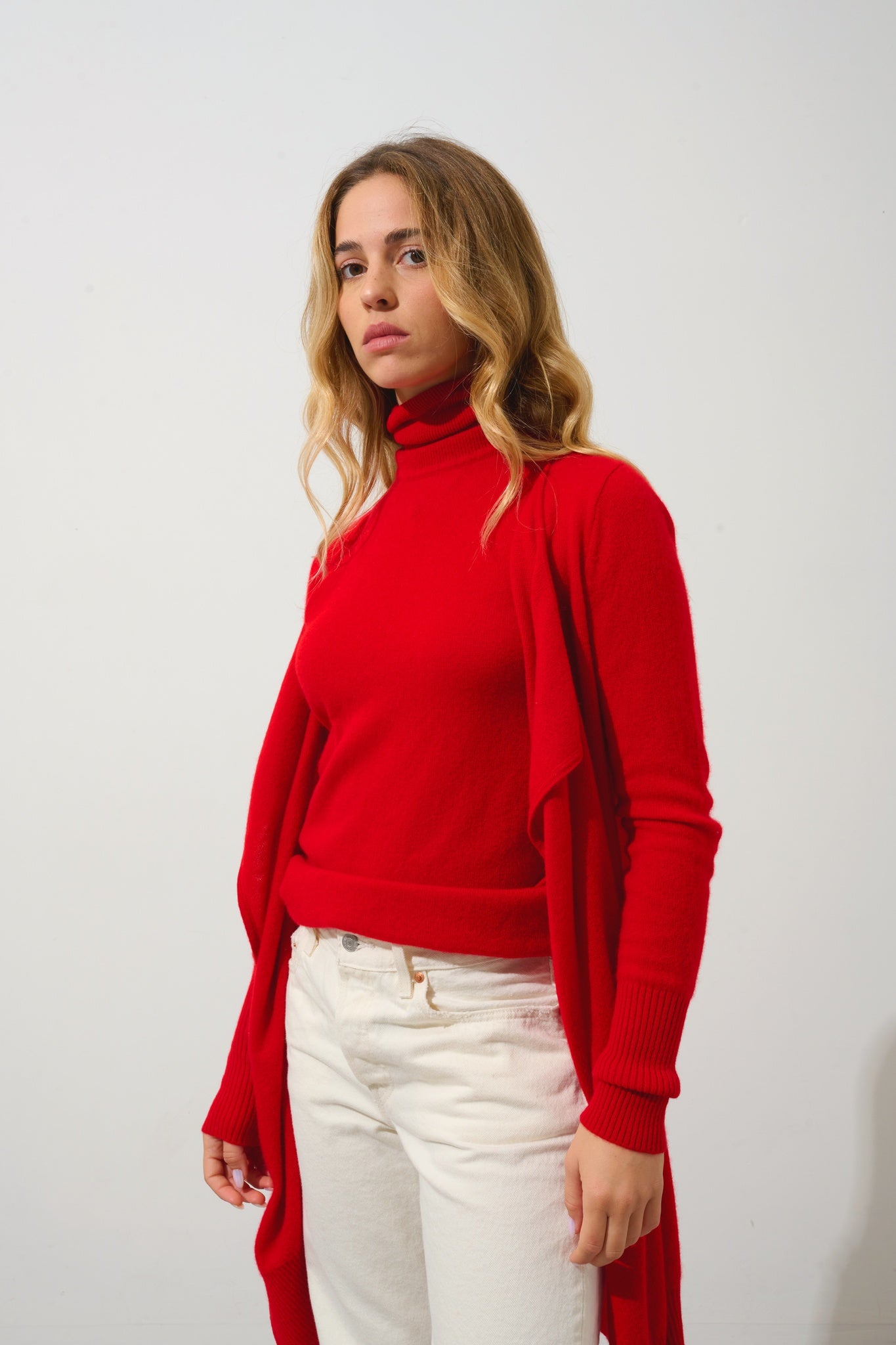 CHÉSERY lange rote Jacke aus 100% Kaschmir