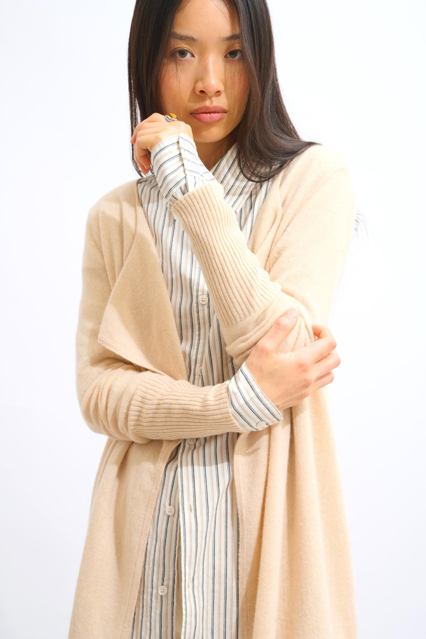 CHÉSERY long jacket sand 100% cashmere