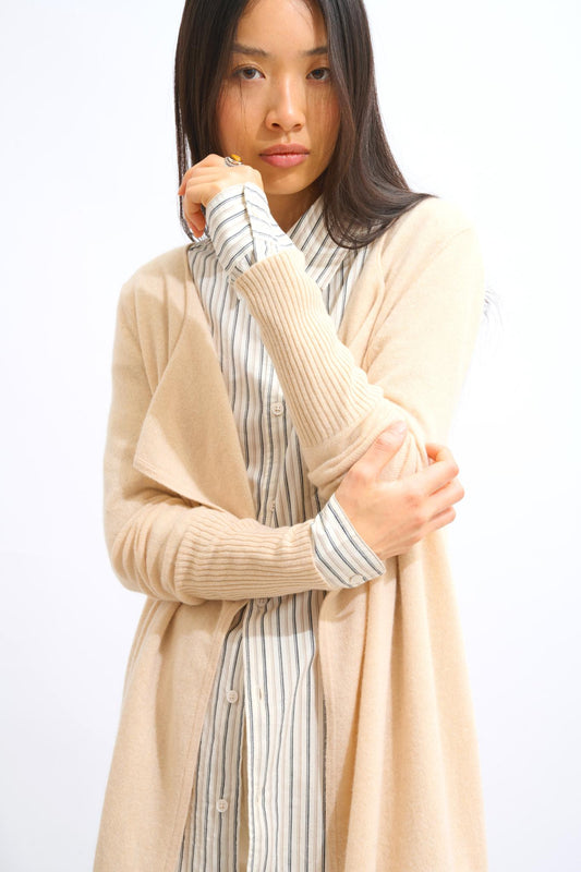 CHÉSERY long jacket sand 100% cashmere