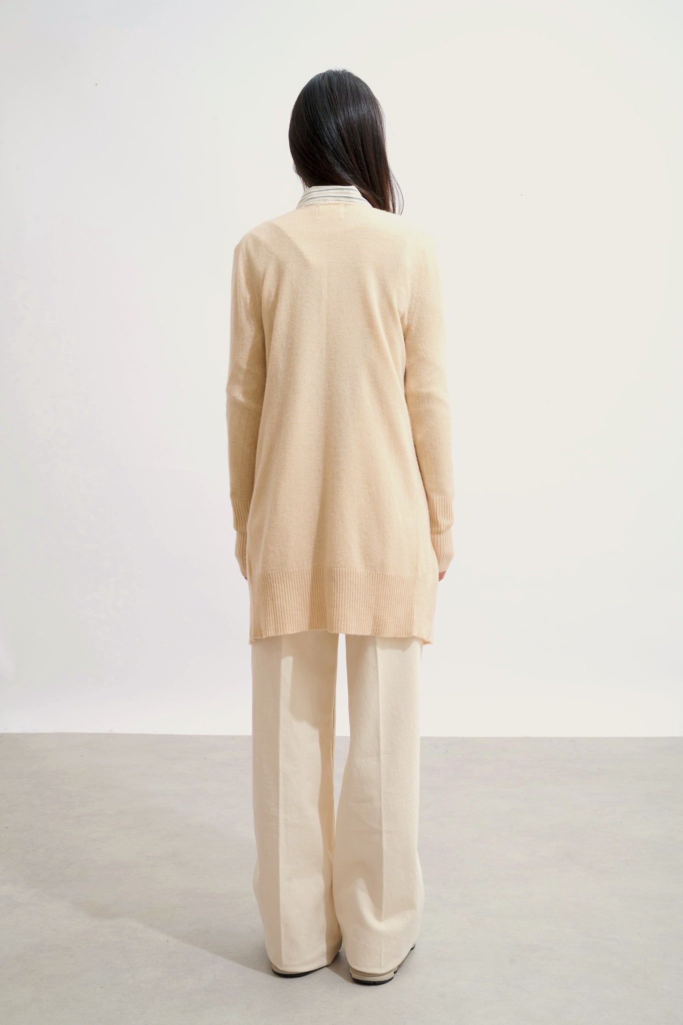 CHÉSERY veste longue sable 100% cachemire