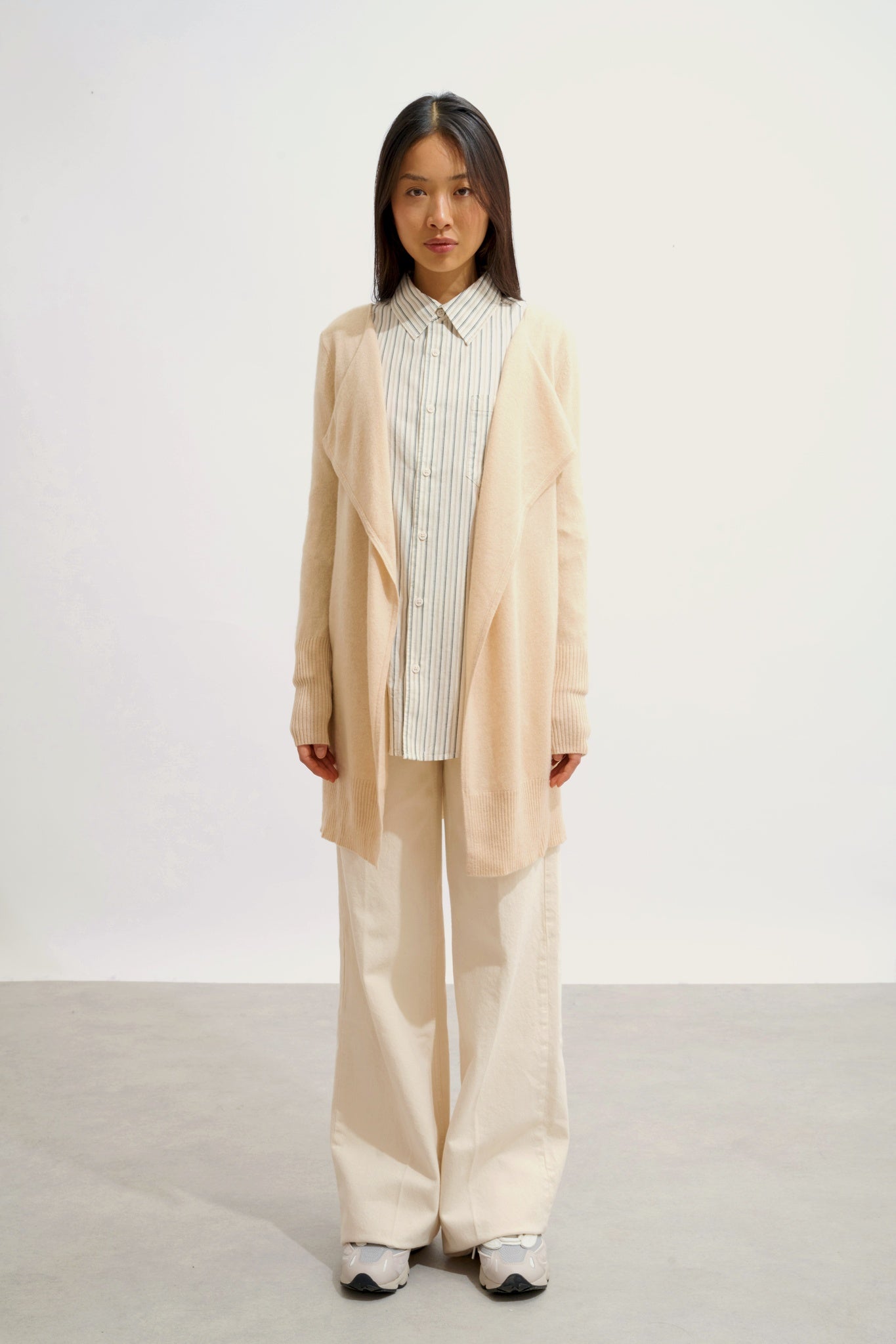 CHÉSERY veste longue sable 100% cachemire