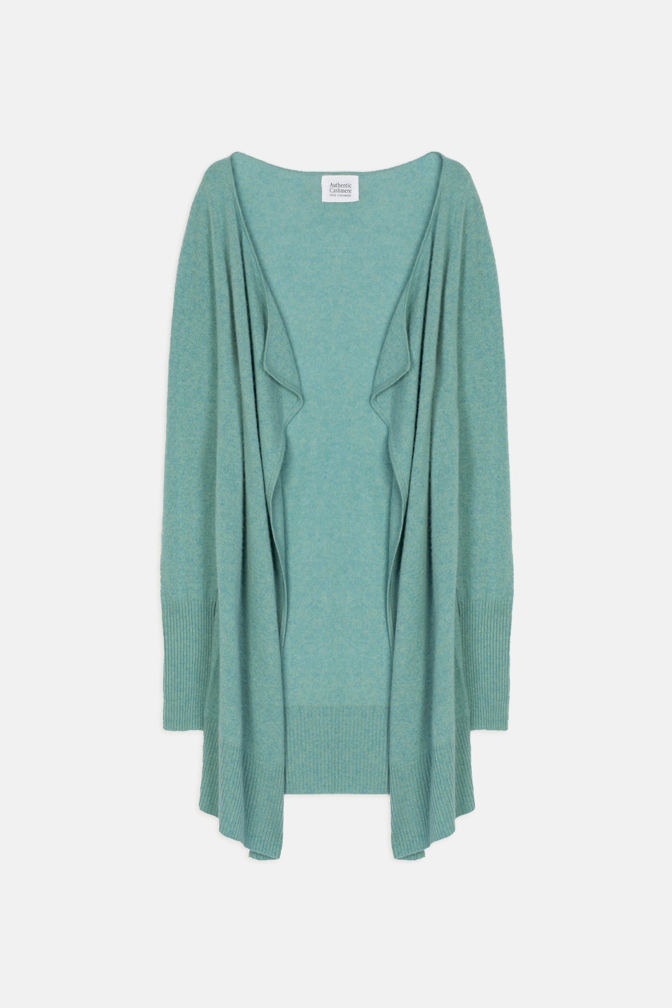 CHÉSERY Langjacke grün meliert 100% Kaschmir